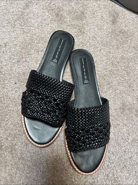Steven By Steve Madden Black Braided Slide Sandals